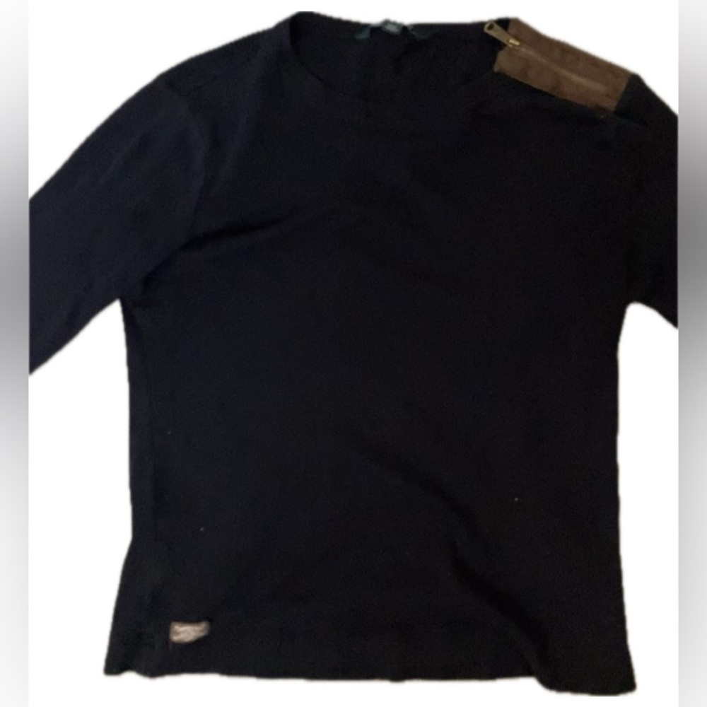 Large Women’s Ralph Lauren Black Long Sleeve Elbow Pad Zipper Shirt